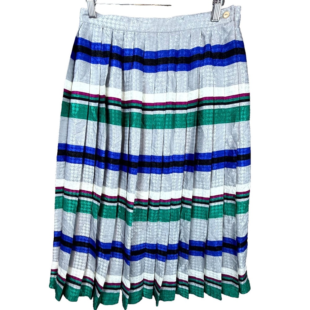 Vintage Peters & Ashley Skirt Womens 12 Multicolor Striped Pleated Retro Classic
